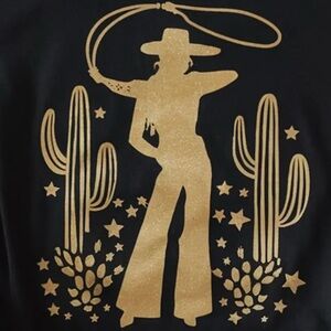 Western Cowgirl Ropin in the Cacti